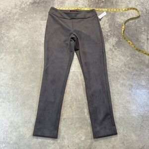 Krazy Larry Pants 8 Womens Faux Suede Pull On Taupe‎ Brown Mid Rise Straight Leg